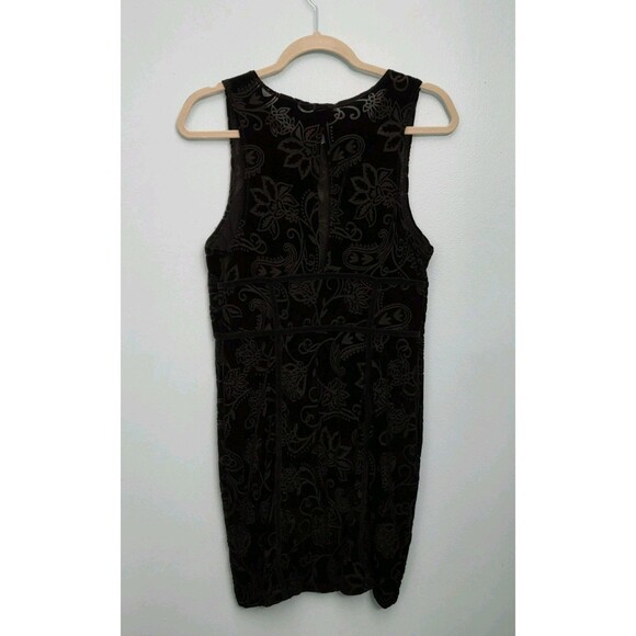 FREE PEOPLE INTIMATELY Mini Dress Womens L Black Burnout Babe Bodycon Velvet - Picture 5 of 8